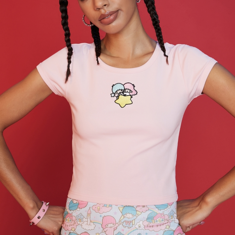 NEW Dolls Kill Helo Kitty Little Twin Stars Baby Tee L/XL